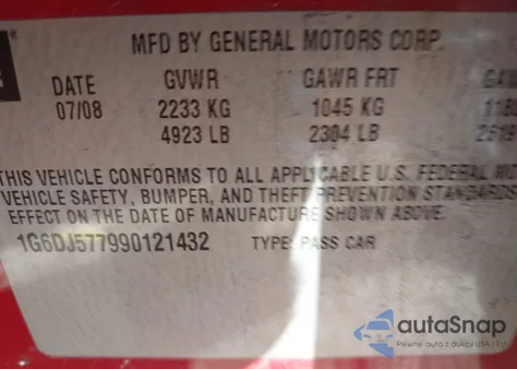 2009 Cadillac Cts Standard z USA, uszkodzony, nr VIN 1G6DJ577990121432